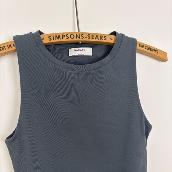 Aritzia Babaton Contour Crew Crewneck Bodysuit Grey Size Small Sleeveless - Picture 4 of 5